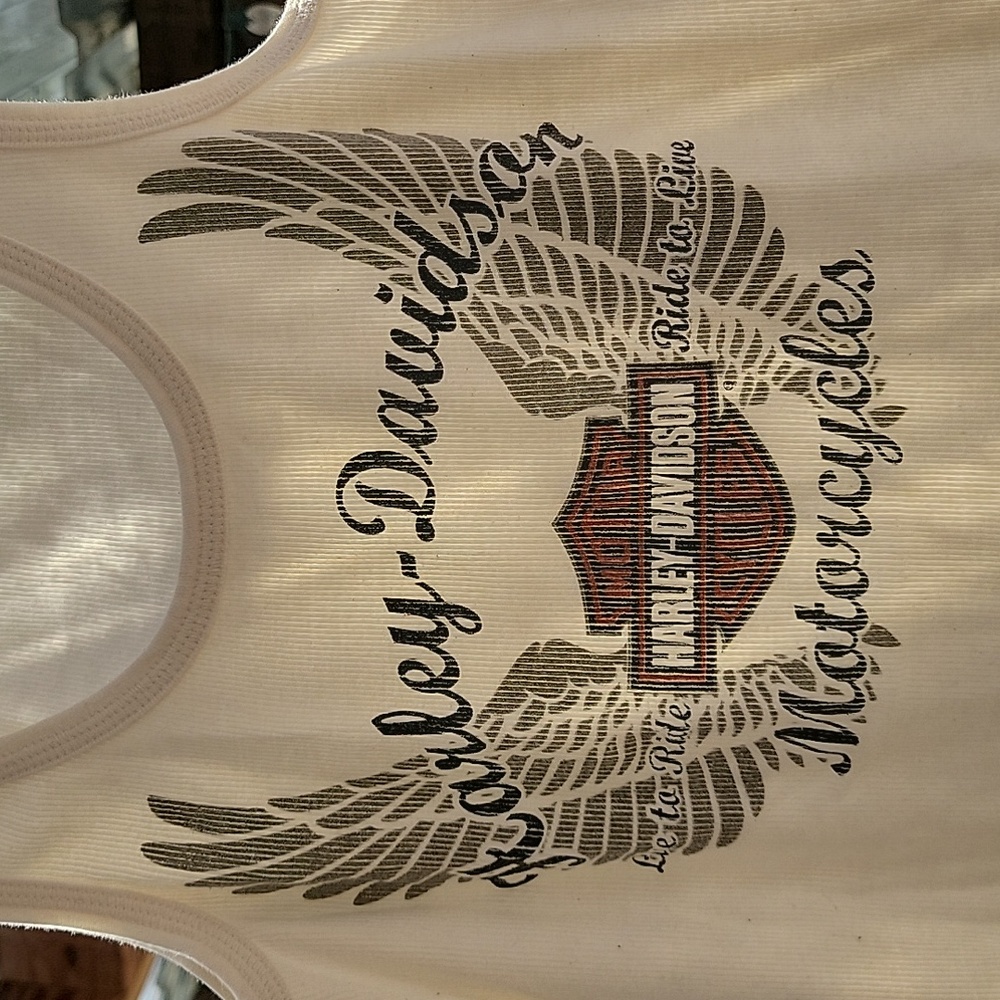Large Harley Davidson cream colored tank top